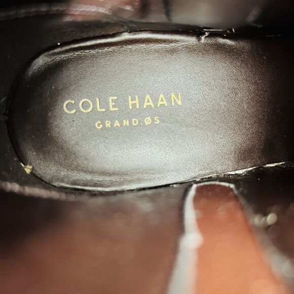 Cole Haan Hadlyn Brown Vegan Leather Side Zip Low Heel Pointed Toe Booties Sz 9 - Picture 7 of 8